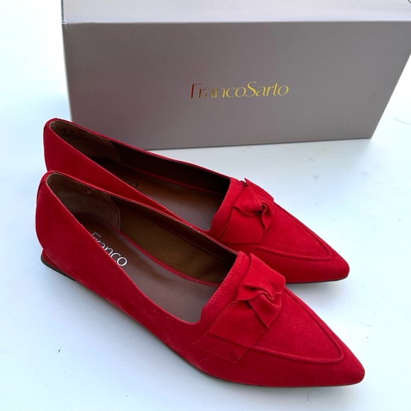 Franco Sarto Raya Red Suede Loafers - Picture 1 of 5